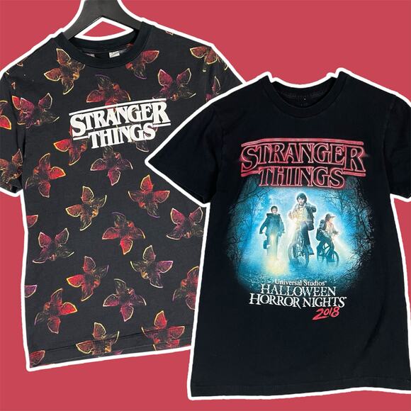 Lot of 2‎ Stranger Things T-Shirts H&M & Universal Studios Halloween XS/S - Picture 1 of 16